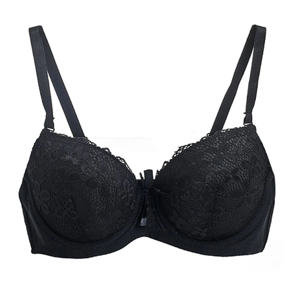 BH 2025: Ladies Sexy Lace Push Up Bra with Underwire Bow Bralette - Female Underwear Lingerie Adjustable Straps Gathered Brassiere 2024 Collection