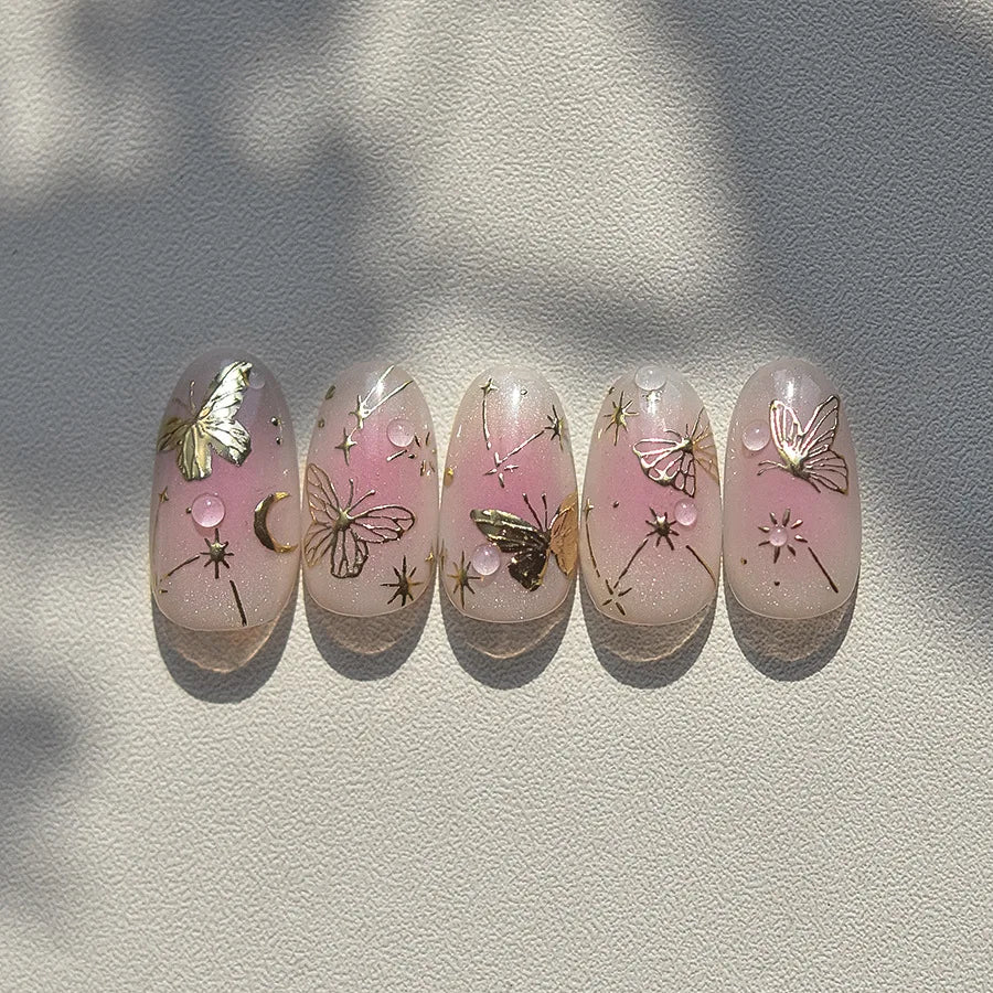 Golden Nail Art Stickers Butterfly Moon Star Series DIY High Quality Bronzing Nail Foil Manicure Decal Decoration Nail Stickers