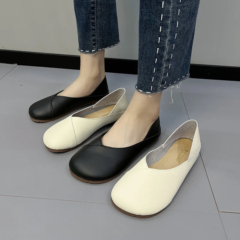Damen Slip-On Lackleder Loafer 2025 - Casual Runde Zehen Flache Schuhe - Krankenschwester Ballett Sneaker Mode