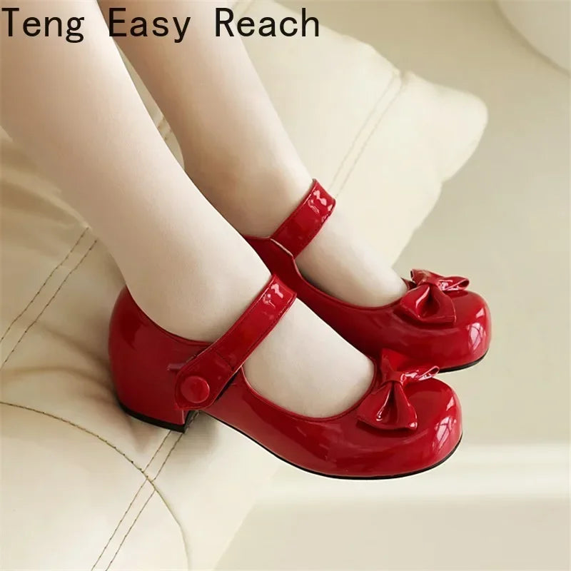 Frühling Mädchen Mary Jane Niedrige Absätze 2025 - Damen Schleife Party Platform Schuhe - Cosplay Lolita Schwarz Weiß Rot