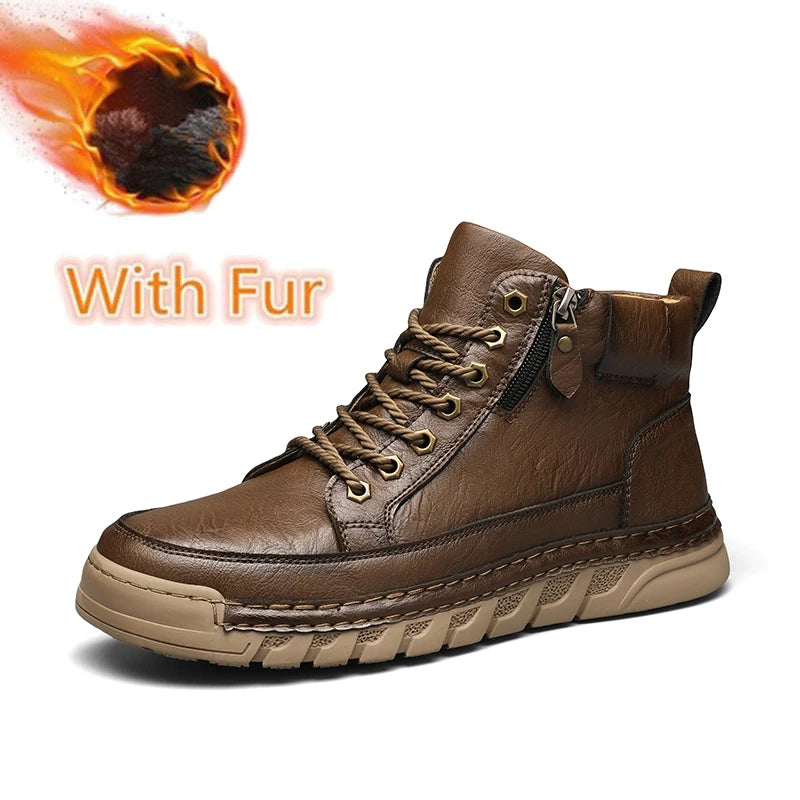 Yeinshaars Travel Casual Leder Stiefeletten Warm - Größe 42, Leichtes Gewicht, Antirutsch-Sohle