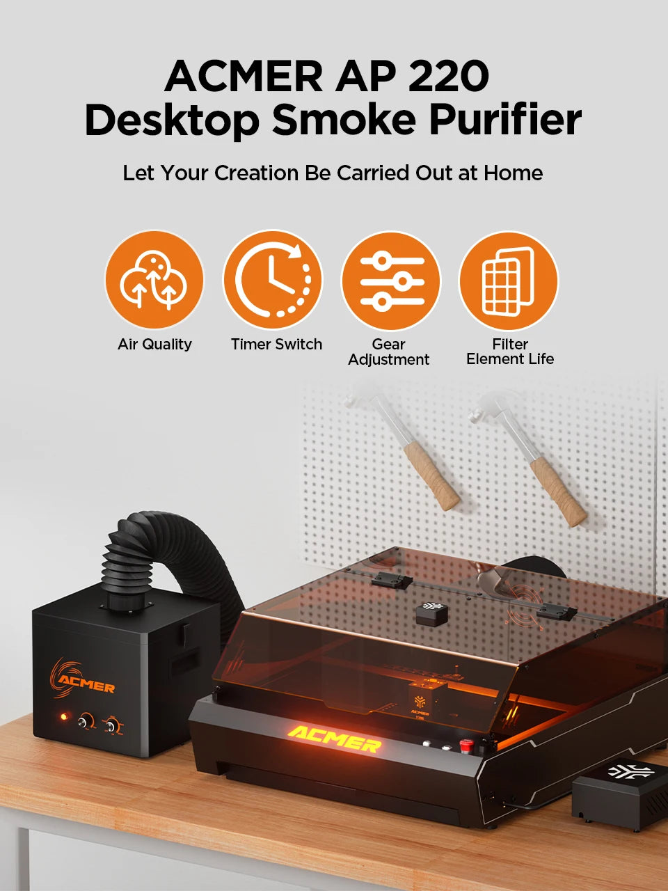 ACMER AP220 Geräuscharmer Luftreiniger - 210 M3h 3Schicht Filter by Golden Bridge Store