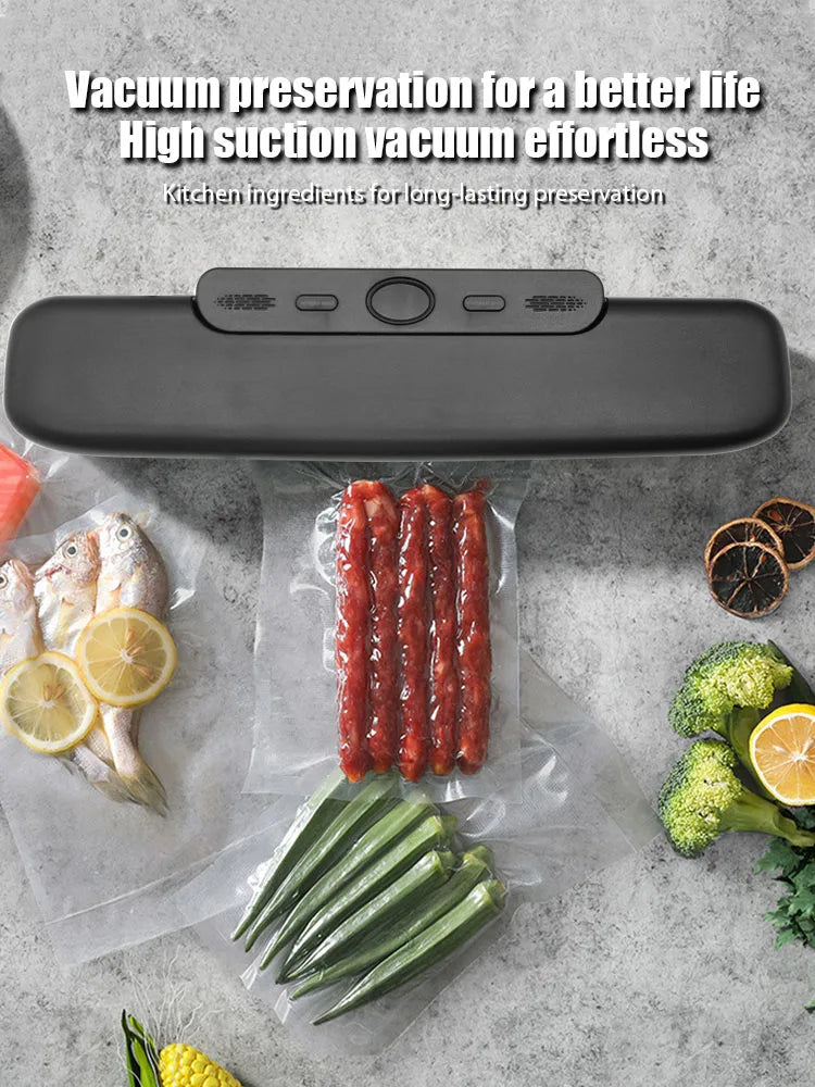 Food Vacuum Sealer 220V Automatic Packaging Machine Household Food retain freshness Fast Vacuum Sealing With 10pcs Package Bags