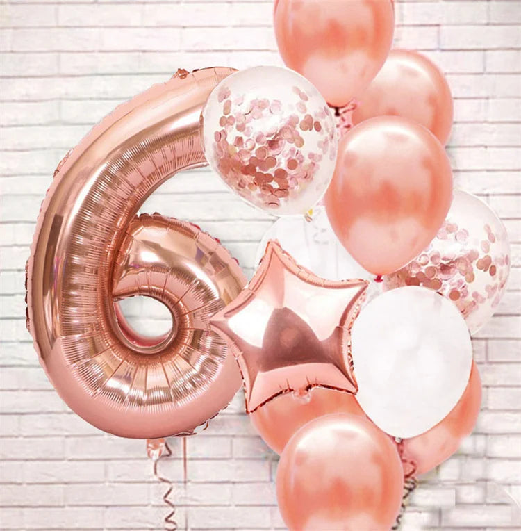 RoseGold Zahlenballons 32 Zoll Roségold - 13er Set 32cm
