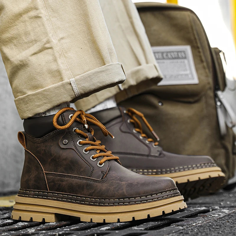 Ghete din piele YEISNDOOCN, căptușeală de pluș pentru iarnă - diverse mărimi, toc plat, tijă până la gleznă