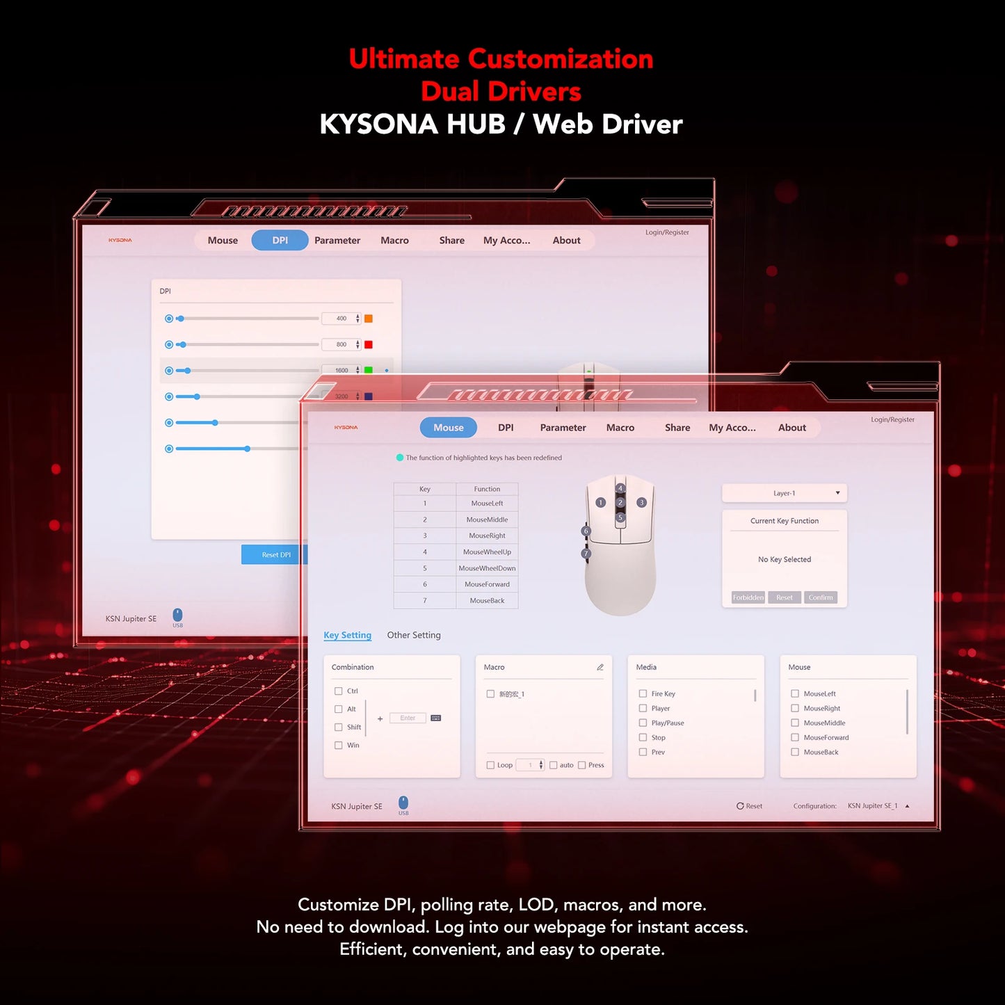 Kysona Jupiter Drahtlose Gaming-Maus - 26000DPI 49g BT