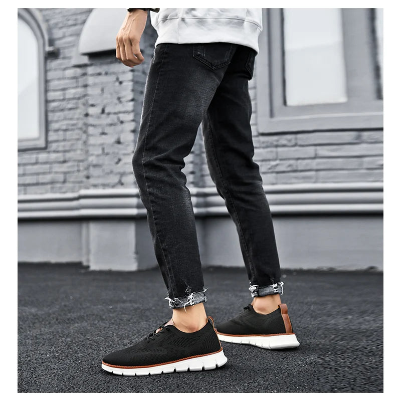 New Men's Sneakers Light Breathable Casual Flat Shoes Outdoor Fashion Comfortable Dress Shoes Anti-Slip Sports Walking Shoes