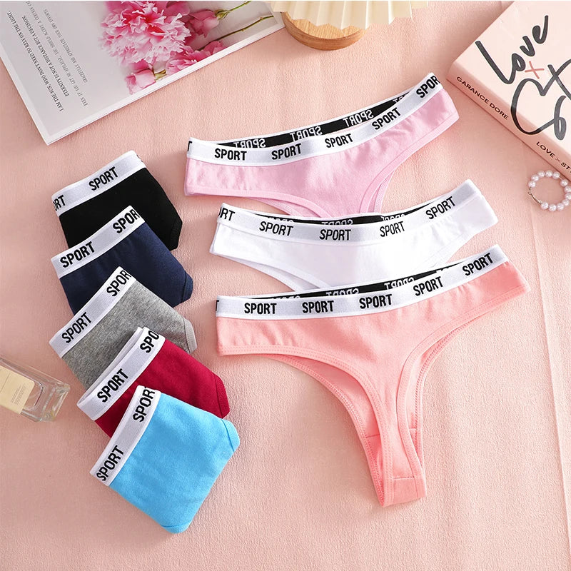FINETOO Damen-Unterwäsche 2025 - 4er-Set Baumwoll-Strings für Sport elegante Marken-Tangas