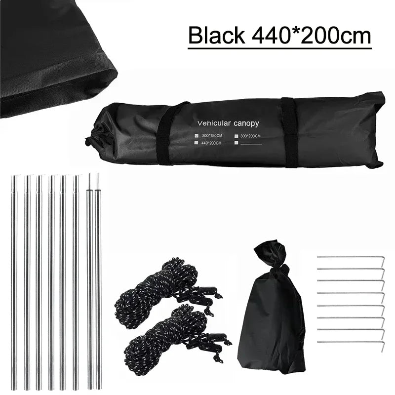 Camping Tent Family Automobile Suv Side Roof Top Sun Shelter Car Truck Sunshade Canopy Anti-UV Waterproof Rainproof Car Awning