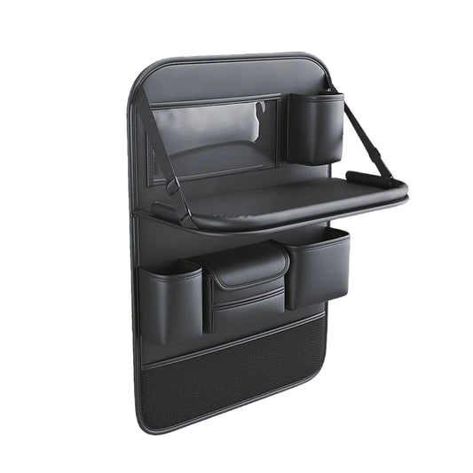 Car Seat Back Organizer PU Leather All in One Car Seat Back Storage Bag with Foldable Table Tray  Tissue Holder Anti Kick Pad