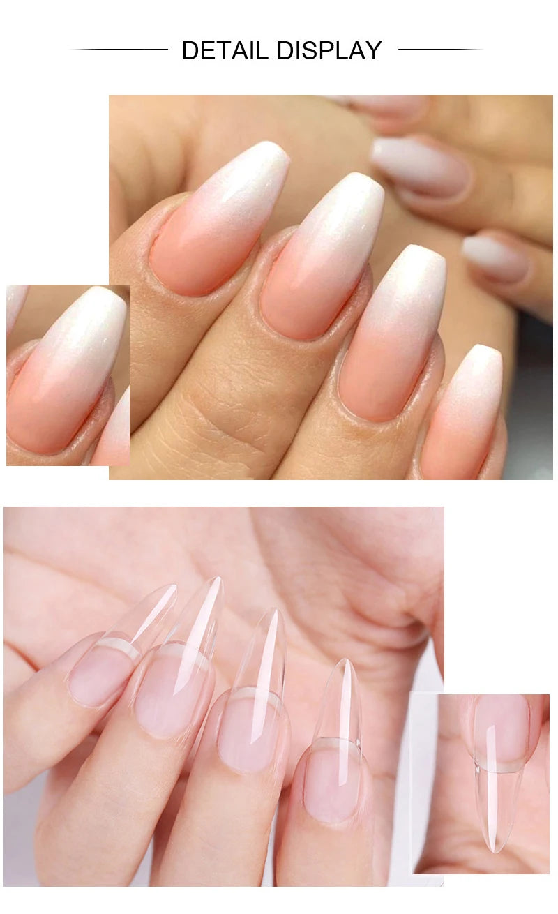 Poly Nail Gel Kit with 6W LED Lamp, All-In-One Set for Manicure, Semi-Permanent Extension Gel and Acrylic French Nails with Tool