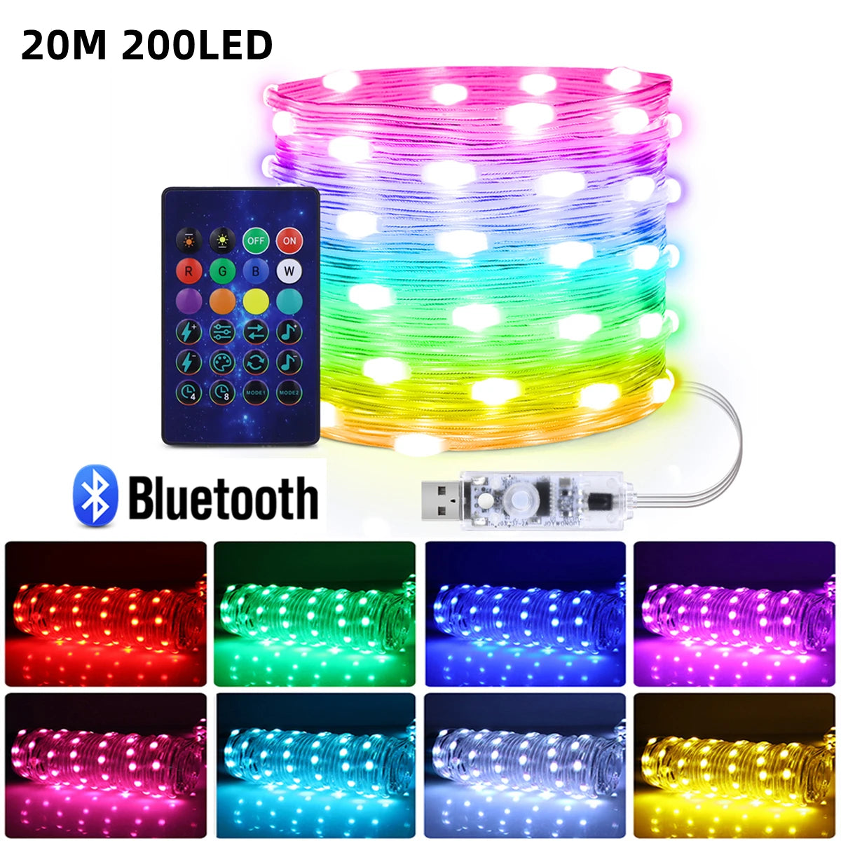 Mannanov LED Curtain Light Dreamcolor - Länge 20m USB 5V Bluetooth