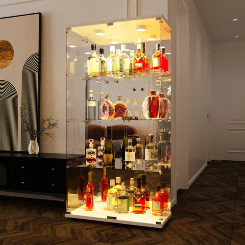 Rosahqnda Glasvitrine Mit LED 164x36,3x80,5 cm 4 Glasregale