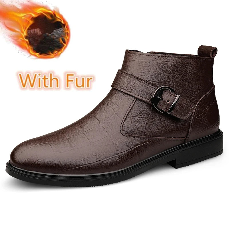 YEISNDOOCN Chelsea Boots Handgefertigtes Leder - Größe 42, Knöchelhoher Schaft, Flacher Absatz