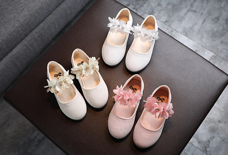 Mädchen Schuhe 2025 - Blumen Mary Jane Kristall Weiche Prinzessin Ballet Flats - Kleine Mädchen 1-7J Baby Hochzeit Party Leder Schuhe