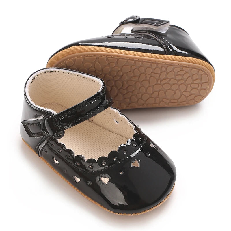 Einfarbige Baby Mädchen Mary Jane Schuhe 2025 - Weiche Gummisohle Anti-Rutsch - Frühling Herbst Prinzessin Schuhe 0-18M