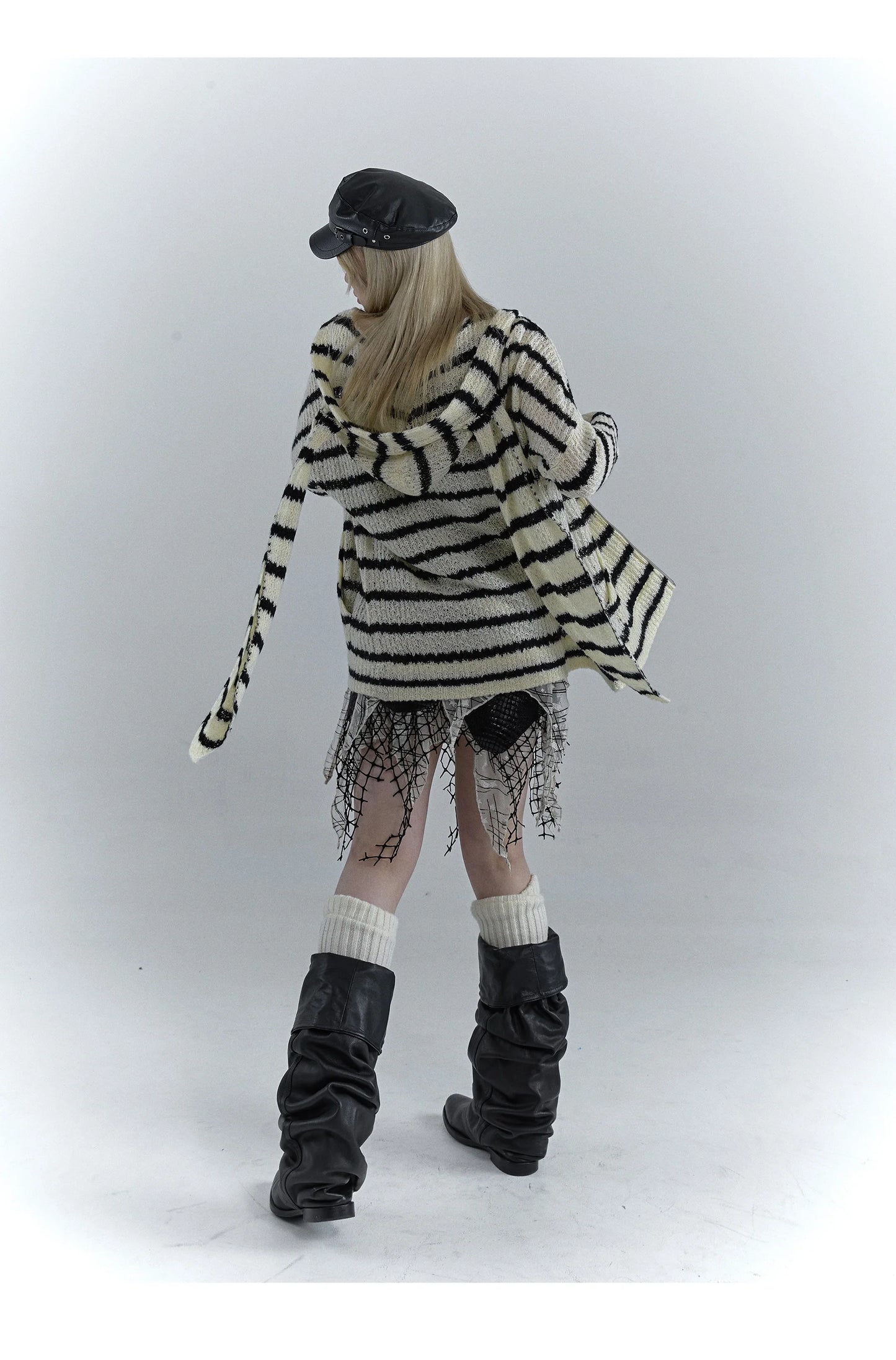 Karrcat Grunge Strickjacke Hollow Out - S/M, Vollarm