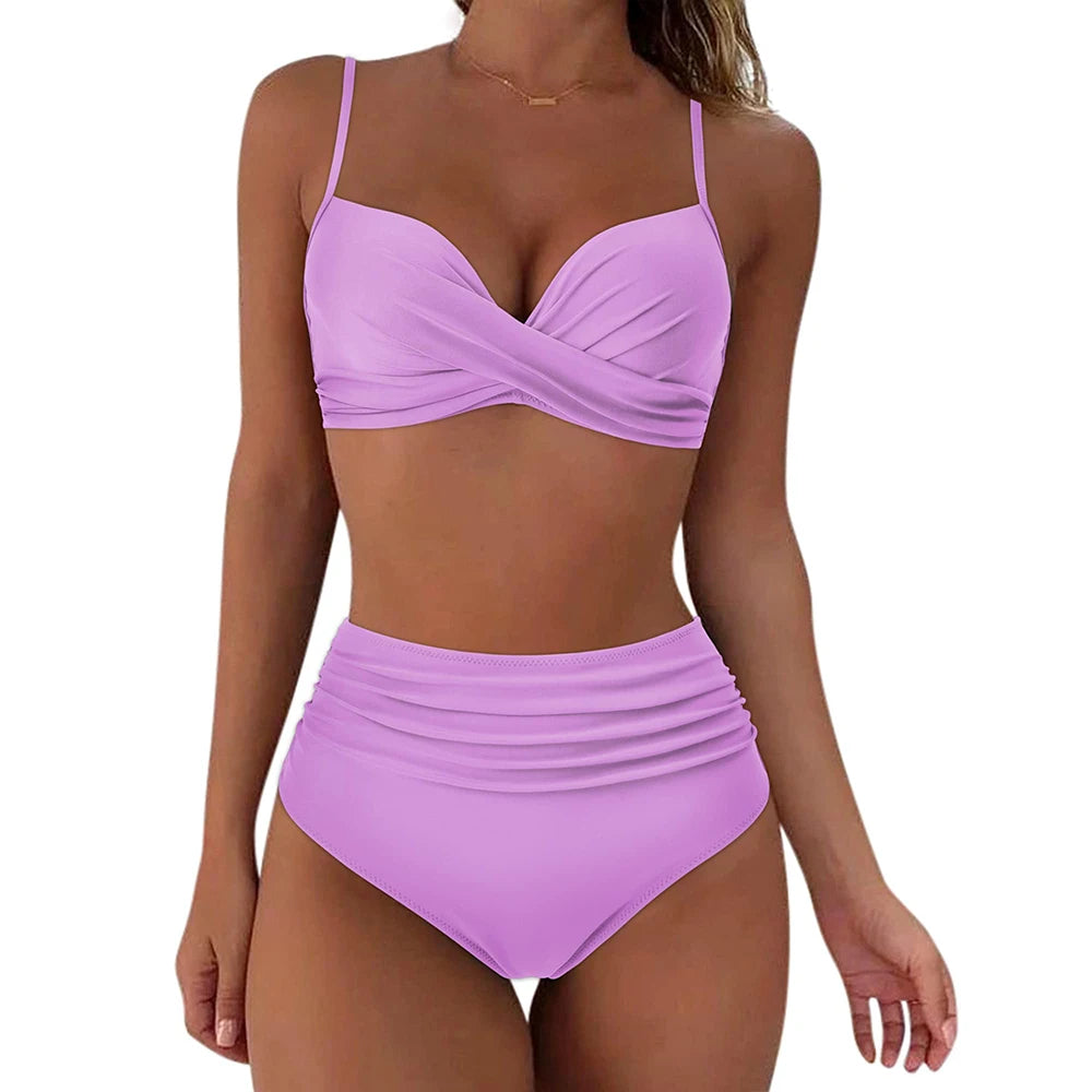 Vintage High Waist Bikinis: Push Up Schwimmbekleidung Bedruckt - Frauen Schwimmanzug Damen Strandmode Sommer Bademode Retro-Charme