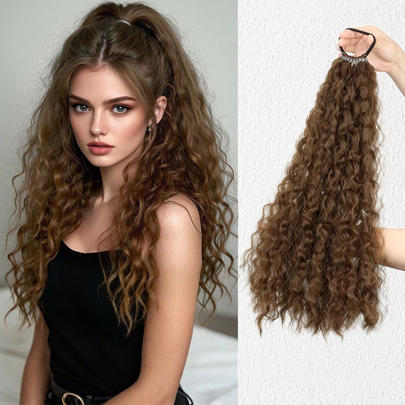Synthetic long curly ponytail with elastic hair rope – daily & party hair extension
