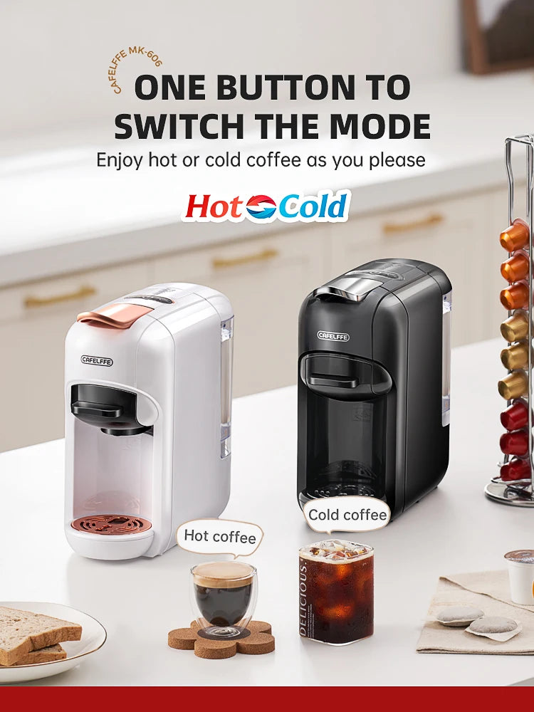 Cafelffe 5 in 1 Multiple Capsule Coffee Machine Hot/Cold DG Cappuccino Nespresso Capsule ESE Pod Ground Coffee Cafeteria 19Bar
