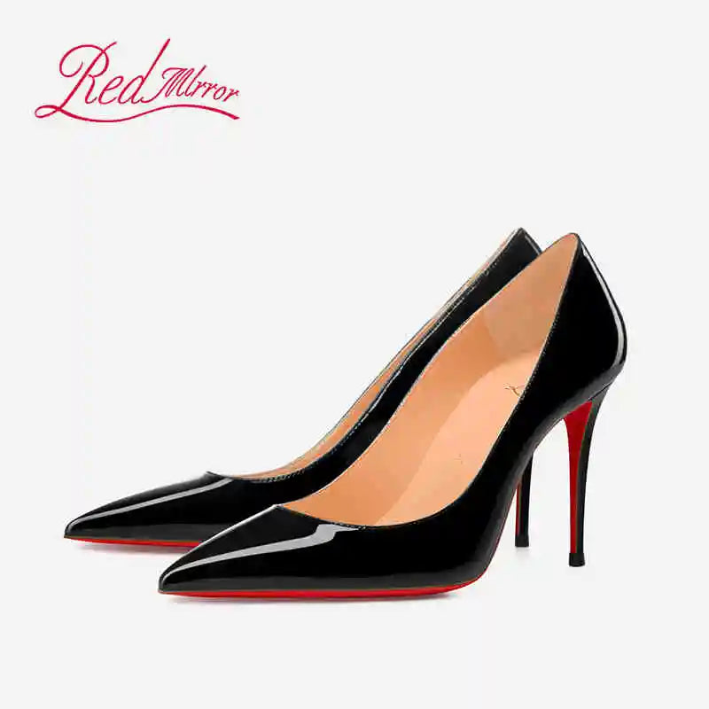 Women's elegant high heel shoes Luxury Brand Black Women heels shoes woman 2025 trend Red Shiny Bottoms Pointed Toe Sexy Pumps