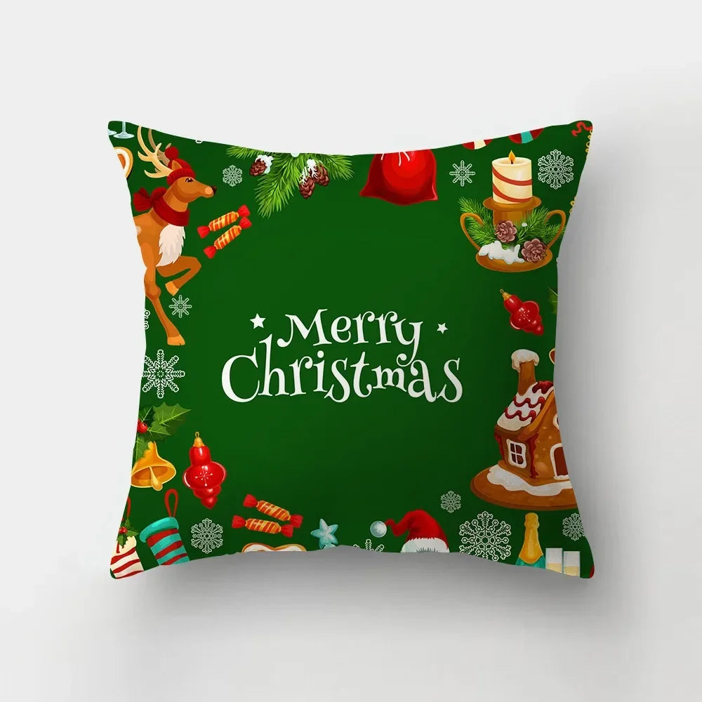 Christmas red theme throw pillow cover with short plush print living room sofa decoration cushion cover pillow covers decorative