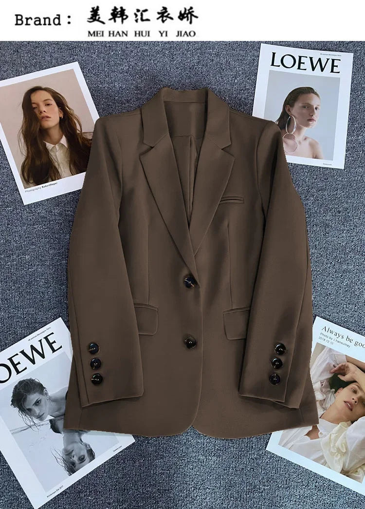 Elegant Office Lady Blazers for Women 2024 Fashion Long Sleeve Single Button Blazer Coats Female Top Suit Jackets Outerwears