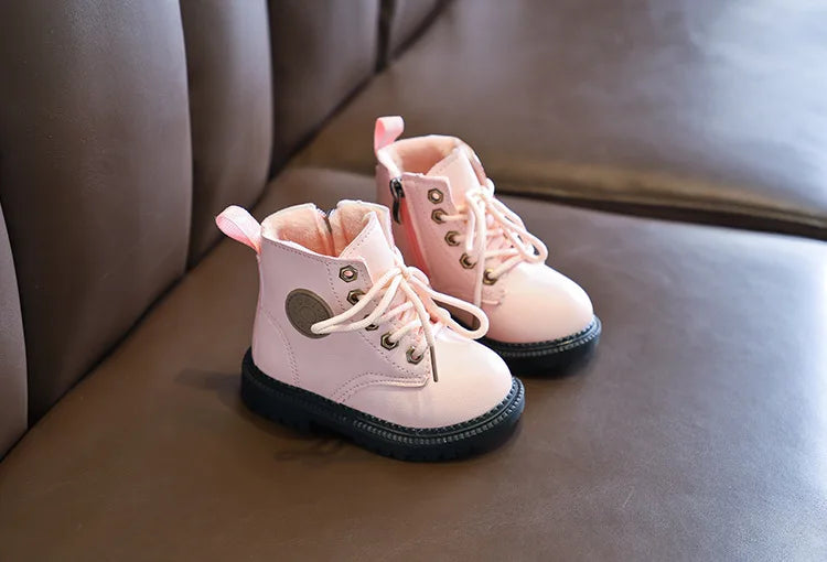 Kinderstiefel für Jungen und Mädchen, modische Kinder-Knöchel-Schneestiefel, Gummi-Außensohle, Herbst-Winter, warm, klassisch für Kleinkinder, große Kinder