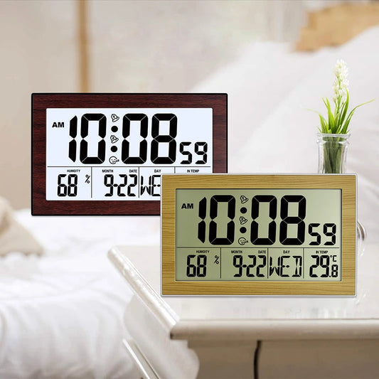 Großer Bildschirm Kreativ Digital Wanduhr Heim Nachttisch Zimmer Elektronisch Wecker Mit Thermometer Wanduhr Dual Wecker Einstellung