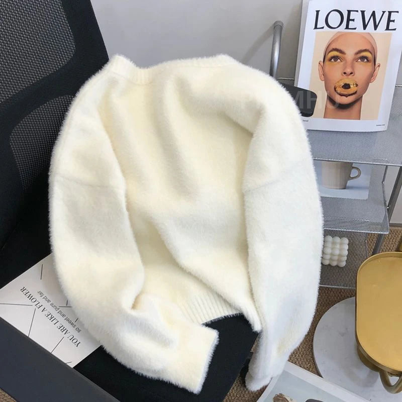 PPLMHUCN Imitationspelzstrickjacke ONeck - Größe M,Plüsch