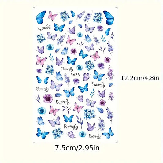 NailArt Schmetterling Sticker Selbstklebend - 6 Stück 3D