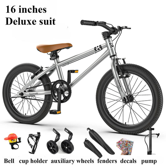 Kinder-Fahrrad 2025: Disc Brake Children's 16-inch Mountain Bike with Auxiliary Wheels - for Boys and Girls 6-12 Years Old Pedal Children's Bicycle Collection