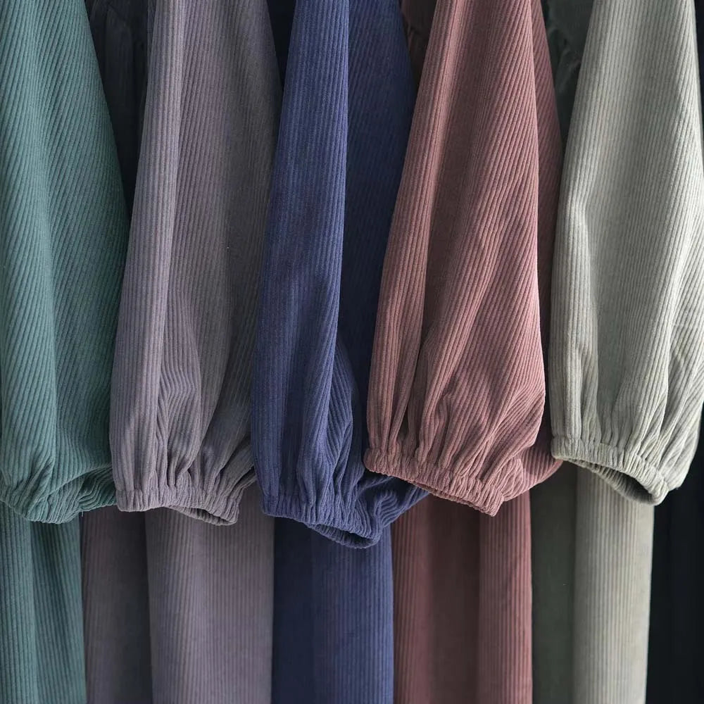 CN Zhejiang Corduroy Balloon Sleeve Abaya - Größe M Winter