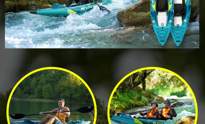 AQUA MARINA 1 2 person inflatable boat sport kayak model STEAM canoe pvc dinghy raft pump seat drop stitch floor laminated PVC