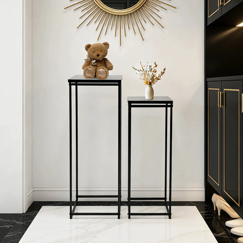 Bymaocar Pflanzenständer 2er-Set Metall 25x25x70 cm Und 22x22x60 cm