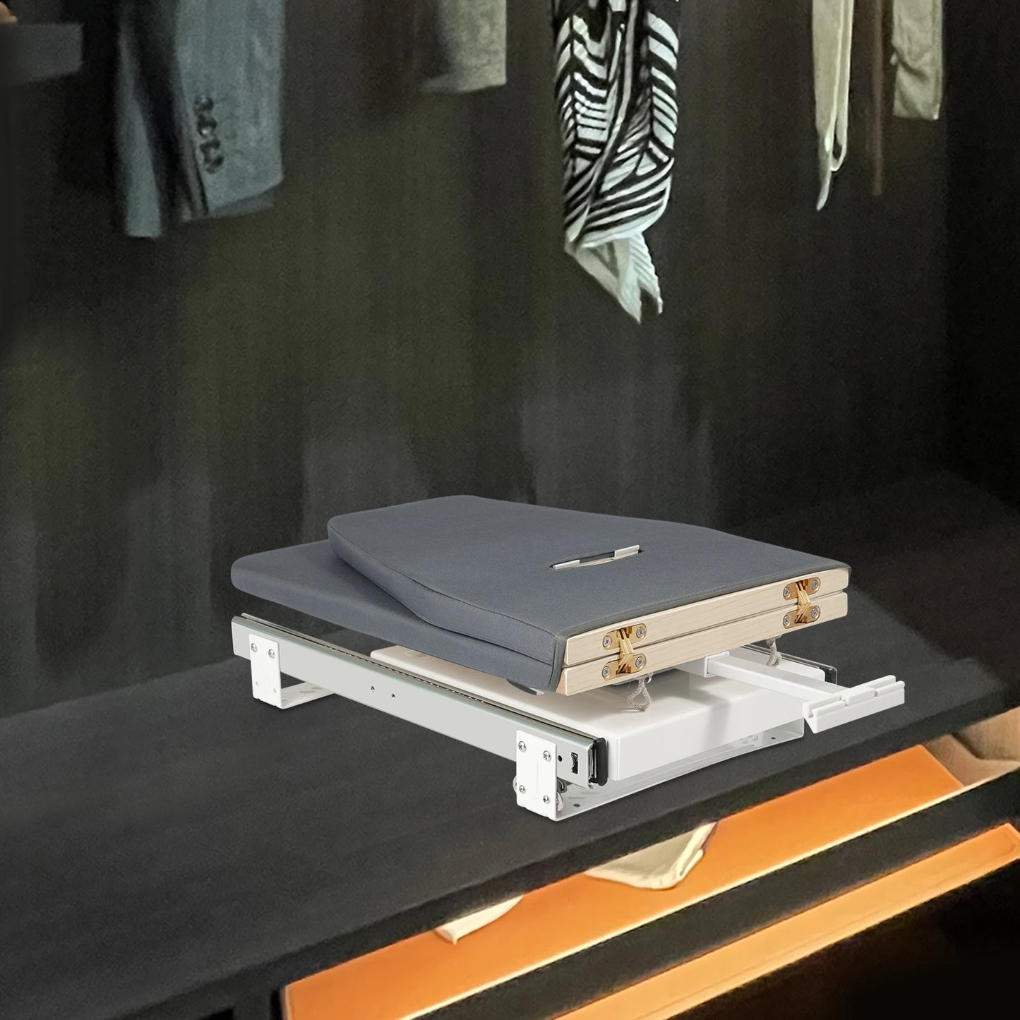 Faltbarer Bügelbrett-Schrank Grau 180 ° Rotation Pull-out Folding Für Verschiedene Kleidungsstücke