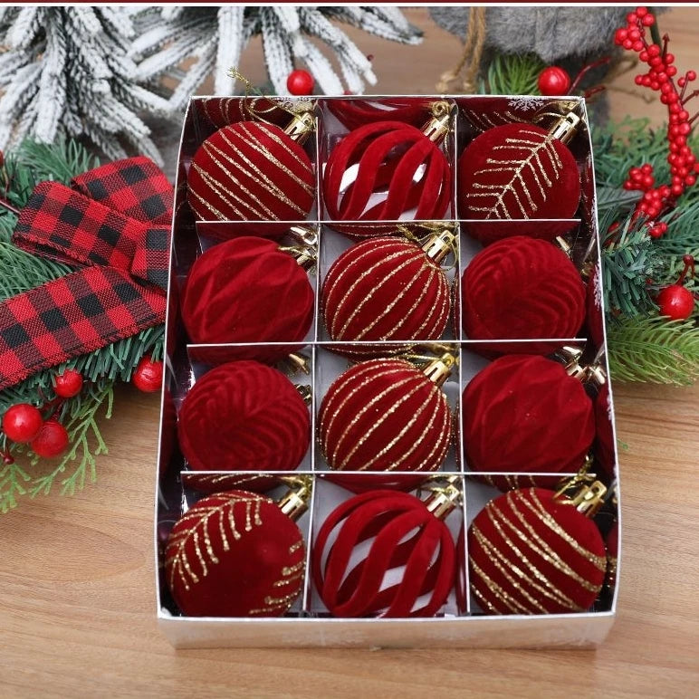 VelvetCraft Kugeln Velvet Painted - 6 cm, 12 Stück, Hängedekor