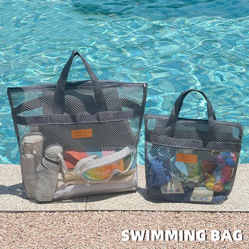 Beach Storage Bag Large Handheld Single Shoulder Swimming Pouch Large Capacity With Inner Network Folding Organizer Package