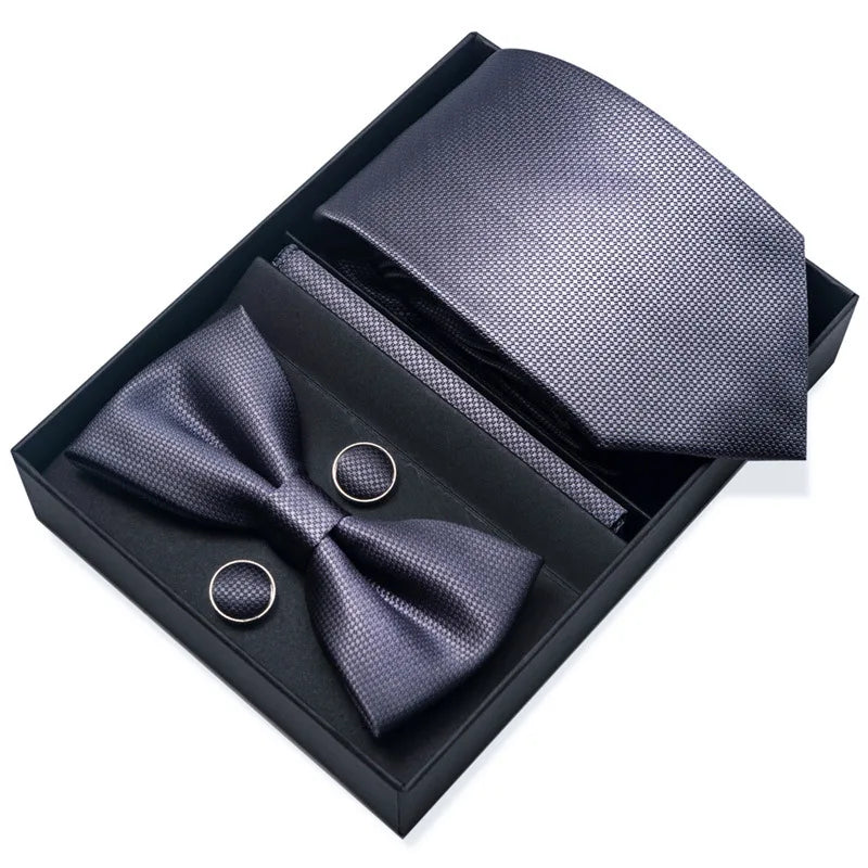 Men's Tie Pin cuff square bow Tie with pocket square cufflinks Set Paisley Men's Business Wedding Suit Accessories 6-piece set