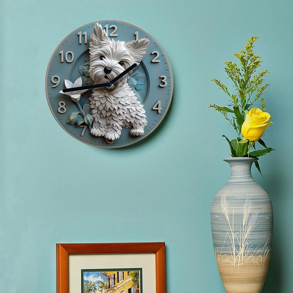 DIY-Wanduhr-Kit 2025: West-Highland-Terrier 2D-Design - Silent Movement Collection