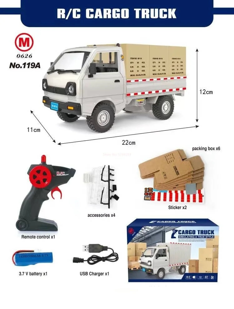RC-Truck 2025: Wpl D12 Rc Car Simulation Drift Climbing Truck - Led Light Haul Cargo Remote Control Electric Toys Gift For Children Collection