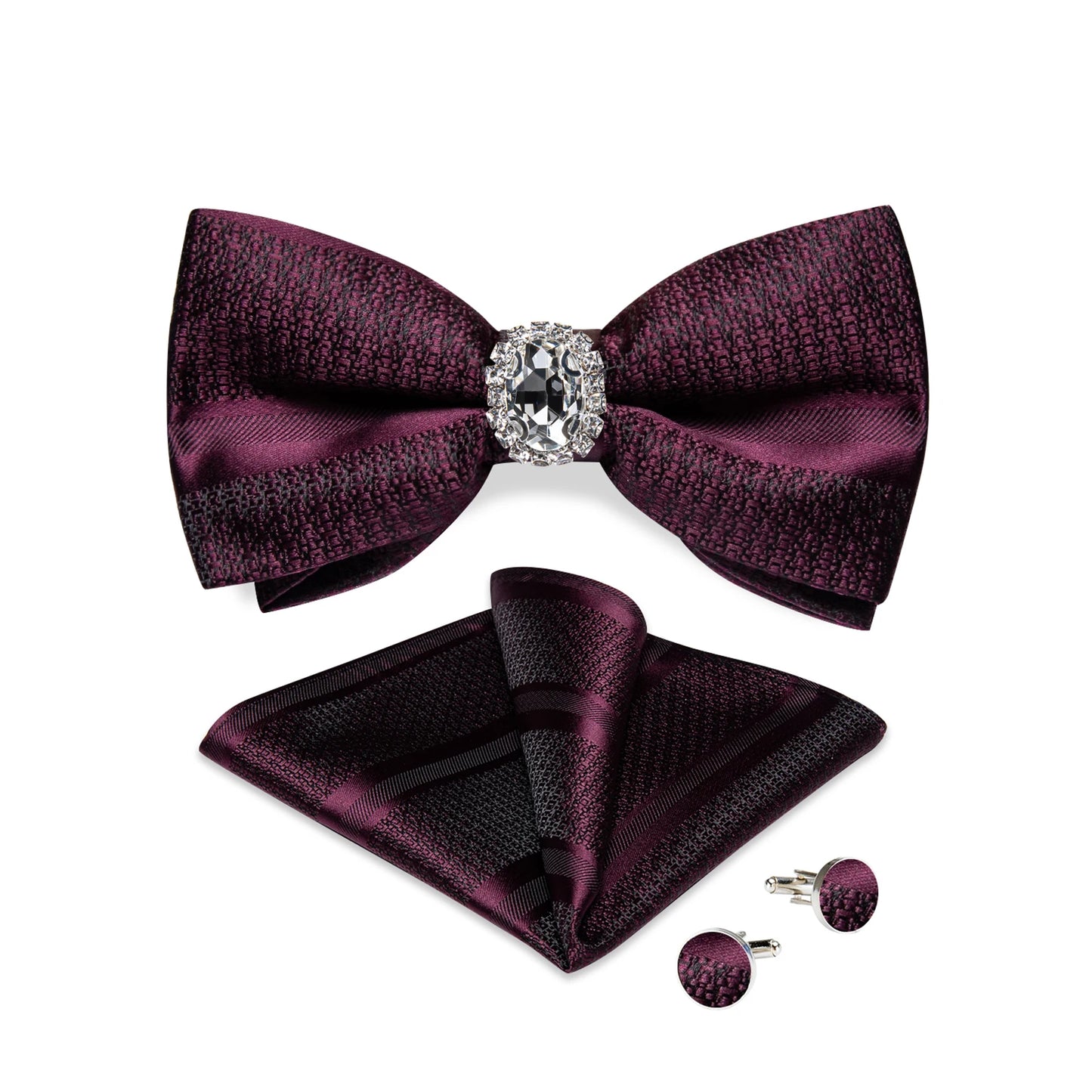 Designer Men's Silk Bowties Pocket Square Cufflink Set for Man Wedding Pre-tied Bow Ties Fashion Butterfly Knot Business Bowties