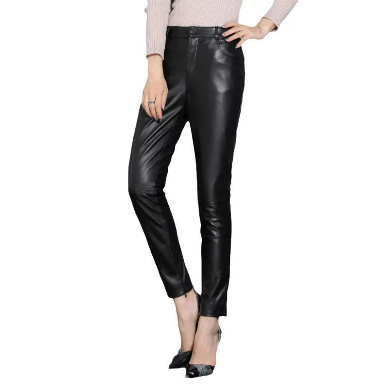CN Lederhose Damen Slim Fit - Echtleder 4XL Knöchellänge