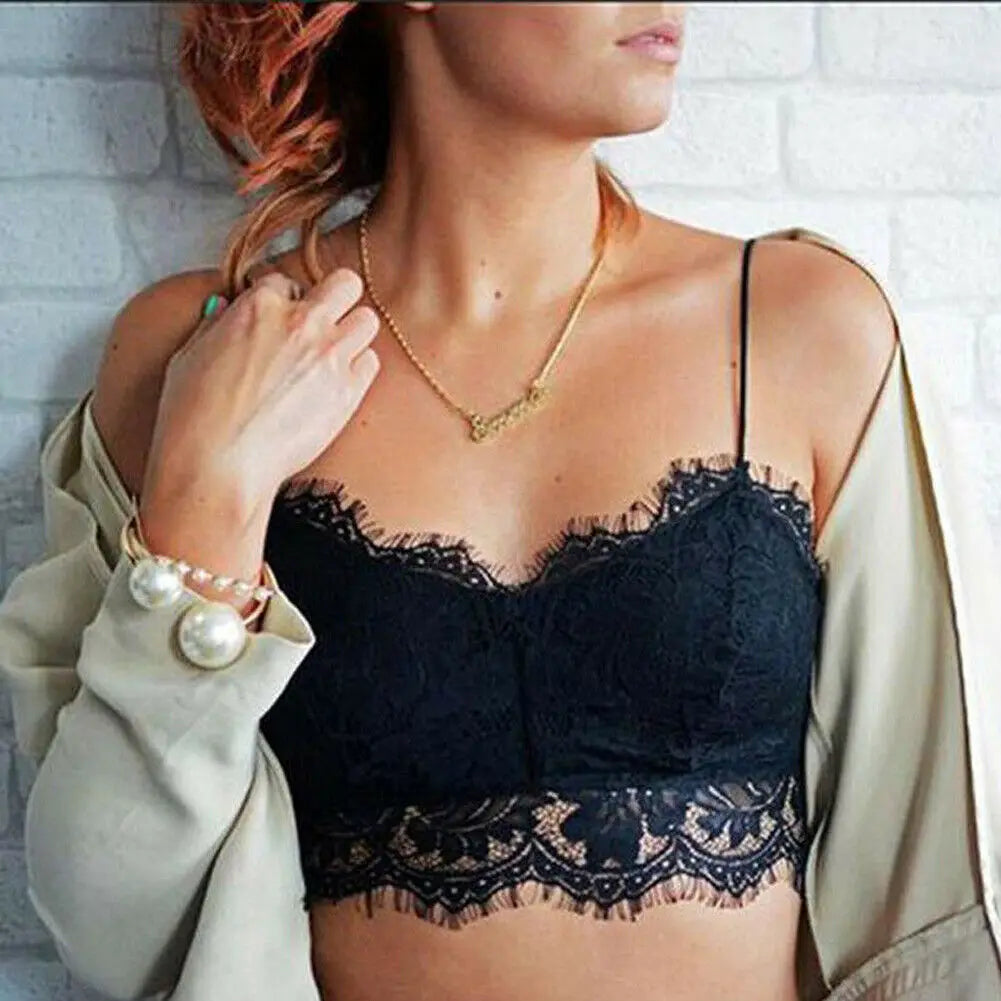 MOONBIFFY Spitzen Top Gepolstert - Push Up Polyester S XL
