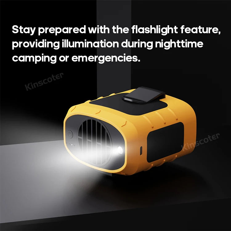 KINSCOTER Tragbarer Outdoor Hüft-Ventilator - 8000mAh LED Beleuchtung Multifunktional Nacken-Ventilator Power Bank