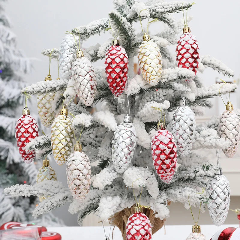 5 stücke Weihnachten Baum Anhänger Gemalt Tannenzapfen Kugeln Hängen Ornament 2024 Neue Jahr Noel Geschenk Navidad Weihnachten Home Dekoration