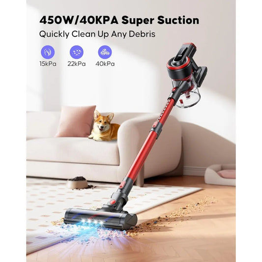 Staubsauger 2025: 40kPa Cordless 450W Stick - LED Touch Screen 55Mins Collection