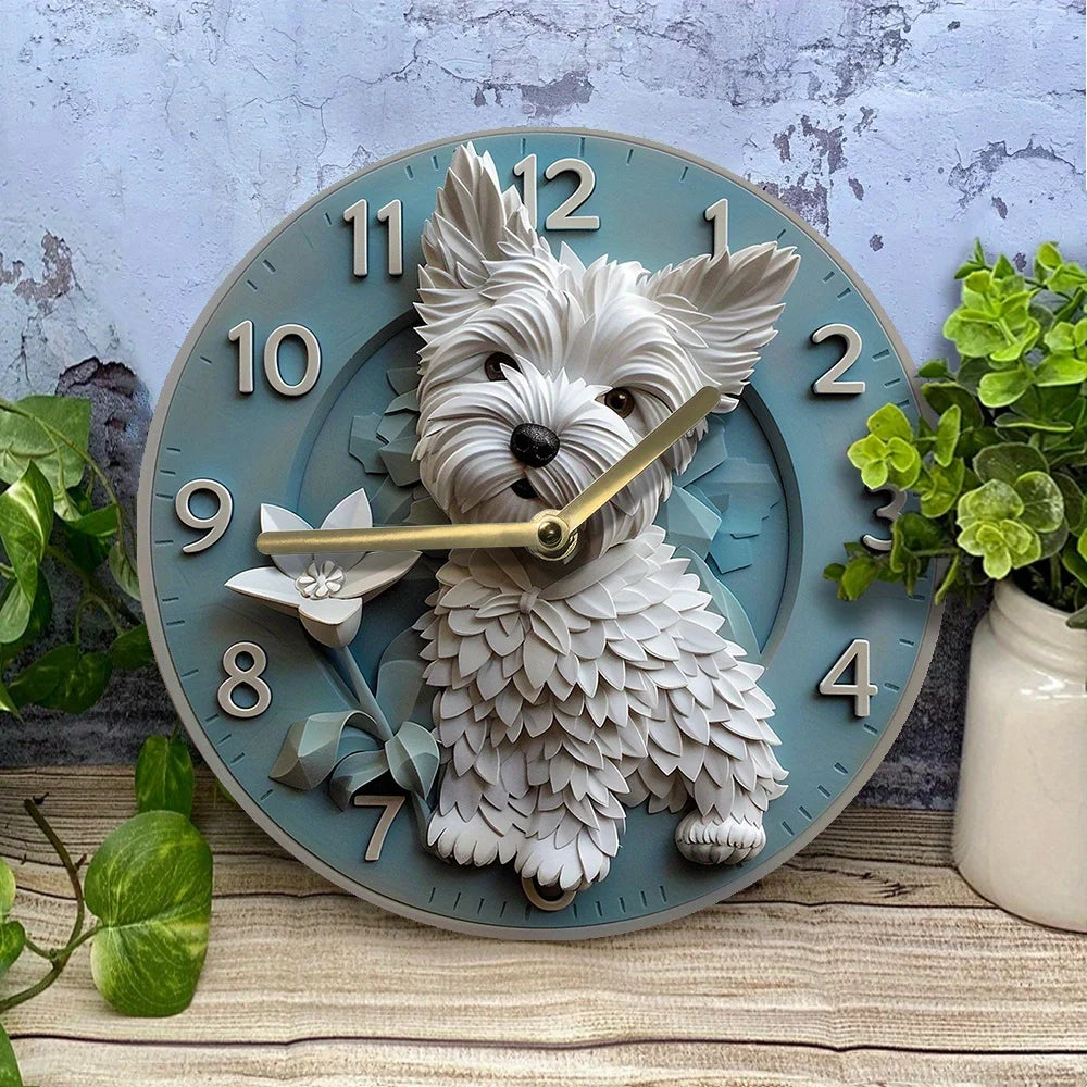 DIY-Wanduhr-Kit 2025: West-Highland-Terrier 2D-Design - Silent Movement Collection
