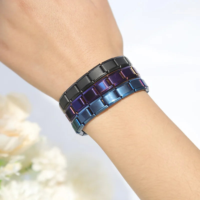 Hapiship Neue Damen Schmuck 9mm Breite Italienisch Elastisch Anhänger Armband Mode Edelstahl Armreif ST-