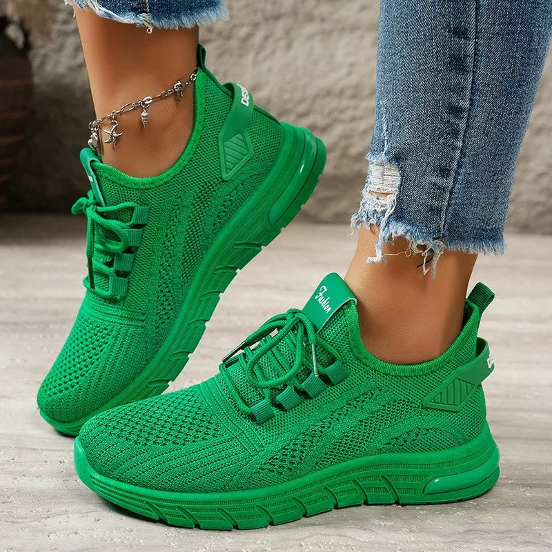 Lucyever L6228 Atmungsaktiv Sneaker - Weiß Mesh Slip On